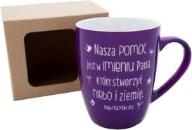 Kubek ceramiczny Nasza pomoc jest fiolet.jpg