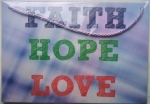 Tabliczka z wersetem do zawieszenia - Faith, Hope, Love