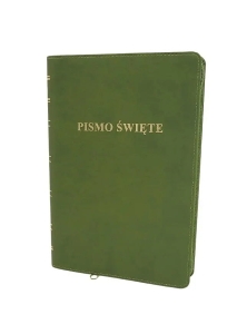 Biblia Warszawska, format duży, oprawa miękka z zamkiem eco skóra bez wycięć, kolor zielony