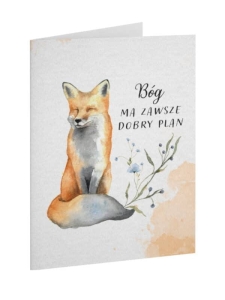 Kartka składana - Bóg ma zawsze dobry plan (lis)